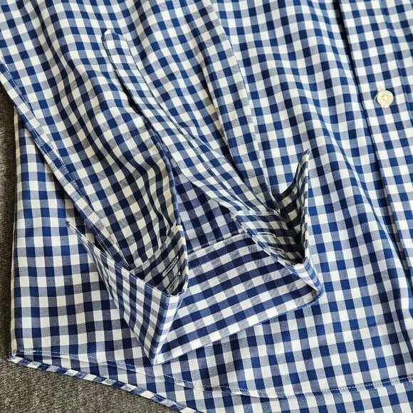 Charles Tyrwhitt Shirt Mens 15.5 Plaid Non Iron Slim Fit French Cuff LS Buttons - Picture 9 of 15